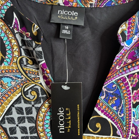 NWT Nicole Miller, Paisley cold shoulder, size 18 dress. Classic, Bohemian, Chic - Picture 2 of 7